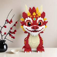 1 Set 2100pcs Flame Dragon Building Blocks Model Kit - With Red Accents, Perfect For Birthday, Christmas, Halloween, Thanksgiving, New Year Celebrations, Holiday Gifts | Detailed Assembly | Construction, Car Model Kit, High-End 3D Puzzle - Multicolor - View 8