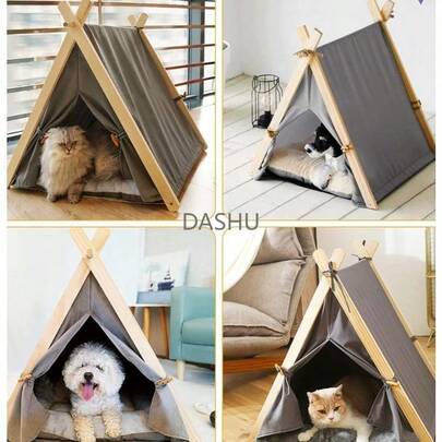 2 en 1 Tienda de Campaña Teepee para Mascotas Gatos Perros, Casa de Perro Chico,Casa para Gato, Nido de Gato Cálido para Invierno, Cueva