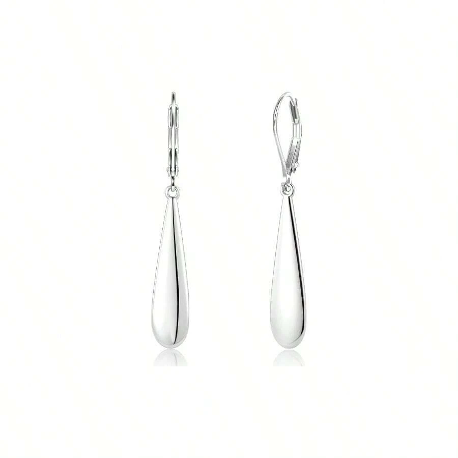 925 Sterling Silver Long Teardrop Dangle Earrings Women Hypoallergenic Drop Leverback Earrings Silver Long Teardrop Dangle Earings Jewelry Gifts - Bạc A - Xem 1