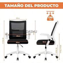 Office Chair, Asiento Acolchado y Base con Ruedas - Silla de Oficina Ergonómica con Respaldo de Malla Transpirable,Silla para Escritorio de Alta Calidad en Blanco y Negro - por defecto - Ver 2