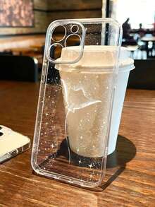 1pc Transparent TPU Soft Case With Bat Fish Starry Spotted White Ocean Painting Pattern, Fingerprint-Resistant, Camera Lens Protection, Compatible With Apple, Nothing, Pixel, INFINIX, Redmi - Multicolor - View 3