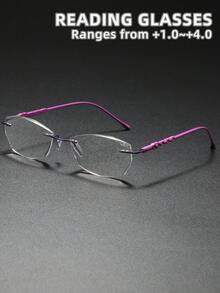 NRDZQ Women's Rimless Rhinestone Reading Glasses, New Fashion Rhinestone Rimless Diamond-Cut Edge Metal Reading Glasses - Transparent - View 6