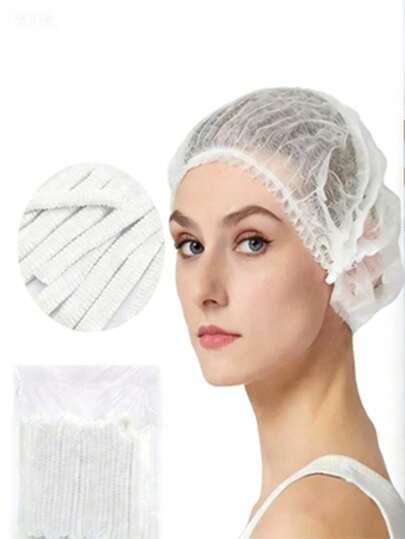 100PCS/Disposable Fluffy Cap 21 Inch Hair Mesh, Elastic Dustproof Cap, Suitable For Catering Services, Beauty, Prevent Hair Loss Kitchen And Other Places.