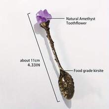 1 Piece Natural Amethyst Cluster Teaspoon Tooth Flower Gemstone Candy Spoon Decoration Gift - 1 PCS Random - View 3