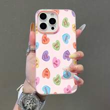 Funda para teléfono con diseño de dulces de colores y mensajes de amor. Compatible con fundas para teléfonos ,  17,  16 Pro Max,  15 Pro Max,  13 y  12. Fabricada en TPU, ofrece protección contra golpes y caídas. Un regalo ideal para familiares, amigos, parejas, novios/novias y para San Valentín. - Rosa - Ver 3