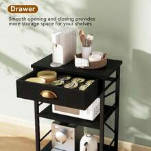 Kitchen Bakers Rack With Drawers3-Tier Microwave Oven Stand With Storage Coffee Bar Table With Wheels Adjustable Shelf Simple Assembly Black TMJ030B - Black - View 5