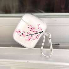 1 Set Creative & Elegant Couple Cherry Blossom Branch Protective Case For AirPods 1/2/3/4 Generation With Carabiner Hook - Multicolor - View 4