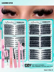 DIY Eyelash Clusters, Lightweight & Flowy False Eyelashes, Natural Look Individual Lashes, Mixed Length (9-16mm), D-Curl Ultra-Lightweight, Reusable Cluster Lashes, Suitable For Everyday Makeup - Baby Blue - View 2