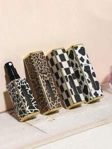 1 pieza Botella de recarga de perfume cuadrada de 5ml con estampado de leopardo, botella de perfume recargable portátil con patrón de leopardo y floral, mini atomizador de viaje. Botella de perfume portátil reutilizable, botella cuadrada para descarga, botella de spray. Reutilizable. - Multicolor - Ver 3