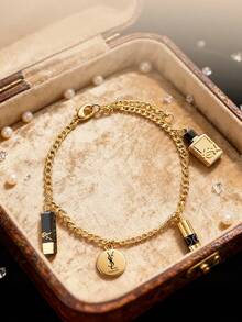 Yves Saint Laurent Pulseira Feminina com Pingente, Apresentando o Logotipo da Marca, Minimalista e Elegante, Doce e da Moda, Adequada para Uso Diário, Presente Perfeito para Feriados e Aniversários