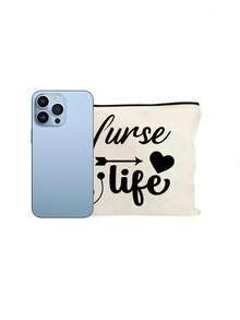 A Makeup Bag Printed With The Words"Nurse Like"Lightweight Toiletry Pouch, Spacious Zippered Makeup Pouch, Middle Eastern Accessory,Durable Fabric Compact Travel Cosmetic Pouch, Perfect Gift For Nurses, Nursing Students, Nurse'S Day, Graduation, Christmas, Nurse Accessories For Work,Unique Gift For Mom - Multicolor - View 6