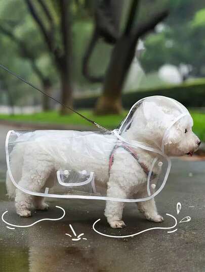 1件装狗狗雨衣，小型犬防水户外服装，适合贵宾犬、泰迪犬等小型犬，雨天使用，透明宠物雨衣，防风
