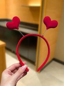 3/1件(S) 女士红色/粉色3D毛绒爱心发箍，情人节发饰，甜美可爱风格，女士发饰，适合节日派对和聚会，女士配饰，情人节礼物，装饰配饰