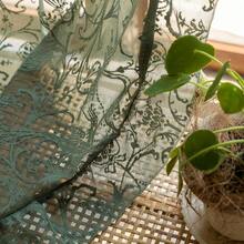 Green Sheer Curtains 108 Inch Long Living Room - Shabby Chic Floral Ruffled Curtains, Elegant Knitted Privacy Rod Pocket, Emerald Green, Spring/Summer, 1 Pair, 59 X 108 Inch - Olive Green - View 3