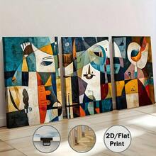 2D Flat, 3pcs 2D/Flat Print, Framed Canvas Painting And Poster, Ready To Hanging, Retro Art Style Fashion Abstract, Home Decor, Wall Art, Room Decor, Printing, Holiday Gift, Living Room, Bedroom, Dining Room, Office Decoration Hanging Picture - 30*45/12*18*1.2inch-framed - View 2