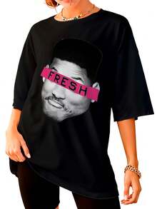 Oversized  T-Shirt – Fresh Unissex DTF Ref4436 - 黑色 - 查看 4