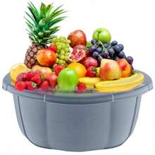 Best House Round Basin Kitchen Washing Up Bowl 12 Litres Gray 2pcs Multipurpose Bath Tub/Washing Tub For Kitchen Bathroom And Household Use Pack Of 2, Bathroom Basin, Modern Kitchenware, Compact Storage Solution, Durable Plastic Bowl, Highquality - Gray - 查看 6