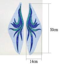 2 Pcs Royal Blue Gold Sequin Lace Fabric Embroidered Gown Appliques Noble Sexyys Collar Sew Patches For DIY Wedding Dress Décor (Blue) - Blue - 查看 3