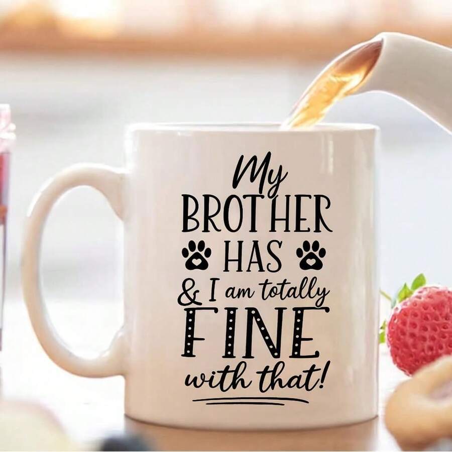 1pc, 11oz Ceramic Coffee Mug - Hush Co. Mug, , Coffee Cups Brothers - Expressing Deep Brotherhood, Suitable Hot And Cold Drinks, Romantic Valentines Day Present For Her Him, Birthday Anniversary Christmas Gift For Boyfriend Girlfriend Husband Wife Fiance, 11 Oz Ceramic Tea Cup - Blanco - Ver 1