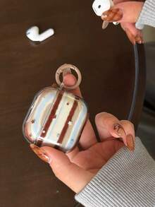 复古透明蓝棕条纹星形图案 Pro 3 耳机保护套，柔软保护套，兼容苹果 4/2 无线蓝牙耳机，Pro 新款 3/2 代，韩版 - 彩色 - 查看 6