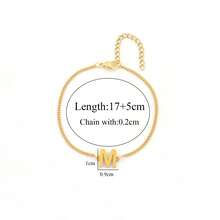 1pc Simple Fashion Initial Golden Stainless Steel Chain Bracelets For Women - Yellow Gold - View 2