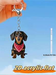Móc khóa hình chó Dachshund dễ thương đeo yếm đỏ, thiết kế acrylic độc đáo, nhẹ, phù hợp với chìa khóa xe, chìa khóa điện thoại, ba lô và ví, trang trí tiệc tùng - Món quà hoàn hảo cho bạn bè, lựa chọn hàng đầu cho Ngày Valentine. - Nhiều màu - Xem 5