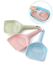 3个装塑料圆孔猫砂铲，宠物粪便铲，猫咪清洁用品，宠物厕所配件