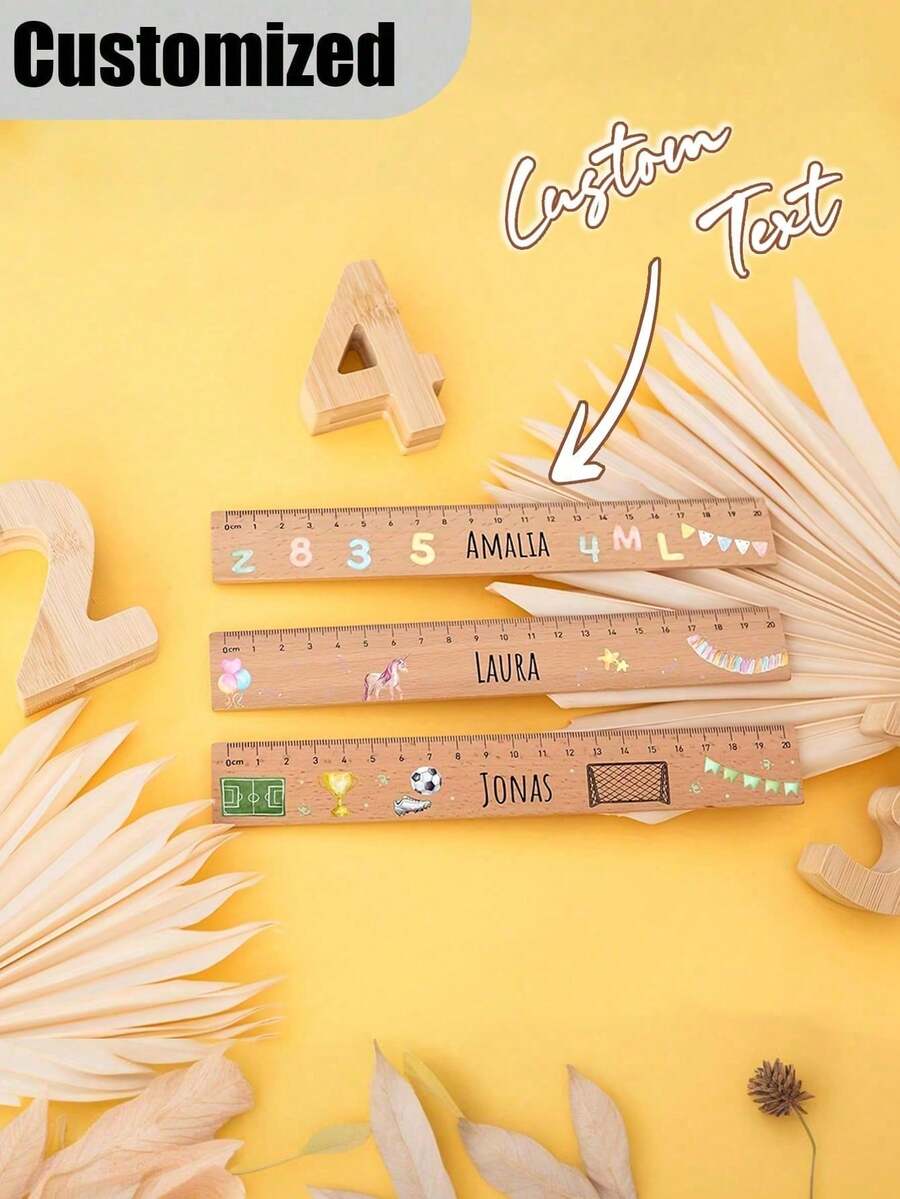 Custom Wooden Ruler With Personalized Print - Ideal For School And Home - Perfect First Day Of School Gift, First Day Of School Supplies|Customizable Ruler|Durable Wooden Ruler