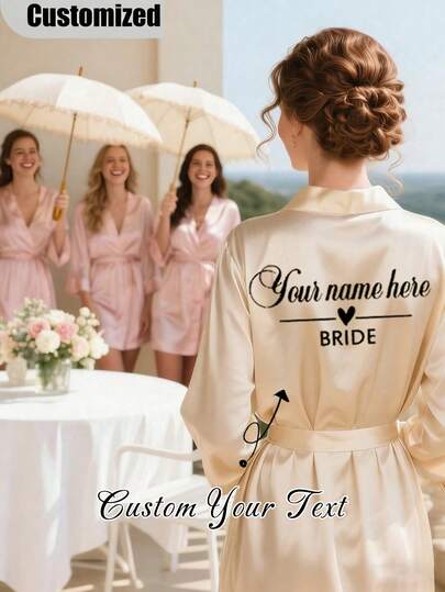 Custom Personalized Satin Bridal Robe With Half Sleeves, Custom Wedding Robe For Bride Bridesmaid, Personalized Satin Robe, Custom Bridal Robe, Bridesmaid Getting Ready Robe, Wedding Party Robes, Lace Trim Robe, Custom Name Robe, Bride Robe Gift, Bridal Shower Gift, Silky Loungewear, Matching Bridesmaid Robes Silky Loungewear For Bridal Party Gift, Getting Ready Robe