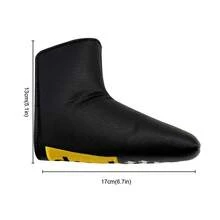 HubOUTTT 复古系列黑黄撞色刺绣推杆套，反面亮黄色皮革饰边，运动风格防刮保护套，高尔夫球场时尚防护装备 - 黑色 - 查看 2