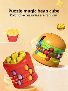 3-6 Years Old Kids Educational Sensory Toys, Magic Bean Cube, Hamburger, French Fries Fidget Toys, Random Color - Multicolor - View 3