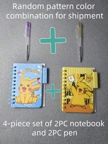1pc Pokemon Pocket Monster Notebook With 1 Pen, Spiral Bound Memo Pad, Student Gift, Suitable For Holidays, Parties, Small Gifts (Pen And Notebook Are Random Combination) - Multicolor - View 7