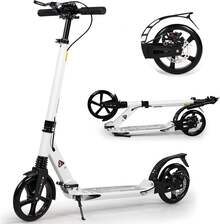 Kick Scooter, 200mm Big Wheels Scooter For Adults With Disc Brakes, Adult Scooters With Carry Strap And Double Shock Absorption, Foldable Scooters - White - View 11