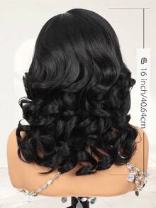 16 Inch Women's Synthetic Wavy Short Hair Fluffy Curly Natural Big Wave Medium Long Hair With Side Bangs Shoulder Length Wig - Multicolor - View 7