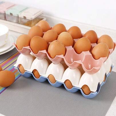 1pc Stackable 15-Slot Egg Storage Box/Egg Tray/Egg Protector, Kitchen Tool/Kitchenware