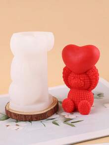 1 khuôn silicon hình gấu trái tim cho ngày Valentine - A-trắng - Xem 3