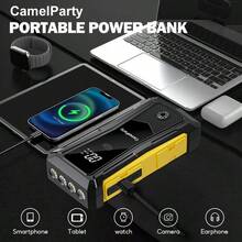 Caja de herramientas de mantenimiento automotriz universal de 12V, arrancador de emergencia multifuncional, batería recargable de polímero de litio portátil, equipada con pantalla digital + carga rápida USB + linterna LED (tres funciones prácticas) - Amarillo - Ver 7