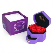 新款9朵玫瑰花心形首饰盒，情人节礼物
