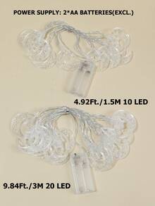 1 Cuerda de 1,5/3 metros Luces de cadena decorativas de plástico con estrellas y lunas, alimentadas por batería, luces estrelladas para decoración de dormitorio, adecuadas para decoración del hogar, decoración de pared, decoración de bodas, fiestas y Ramadán - estrellas y luna - Ver 9