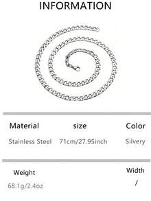 VJS 1pc Stainless Steel Simple Cuban Link Chain Necklace, Versatile Hip-Hop Style For Men