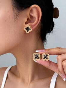 1 đôi/3 đôi bông tai bạc sterling 925 mạ đá Zirconia sang trọng, thanh lịch dành cho nữ, thích hợp đeo hàng ngày, dự tiệc, làm quà tặng bạn bè, bông tai mùa thu, quà Giáng sinh, phụ kiện trang sức bạc thiết kế chữ C kép. - Hoa tai 3 - Xem 2