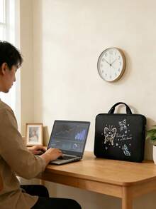 Butterfly Printed Computer Bag Laptop Bag, Classroom Bag, Teacher Bag, Classroom Bag, School Back Bag, Tablet, School Supplies, Laptop Cover, Laptop Sleeve, Laptop Bag & Case, School Essentials, Valentine,Birthday Gift, Holiday Gift - Multicolor - View 3