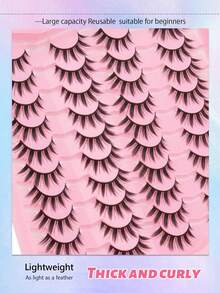 20片/盒 浓密卷翘的动漫卡通风格假睫毛，尖尾卡通睫毛，长度9毫米至16毫米，适用于娃娃、万圣节、派对、圣诞节妆容和角色扮演 - 濃密款 - 查看 5