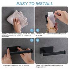 无需钻孔的壁挂式纸巾架 - 拉丝不锈钢卷纸整理器，节省空间，适用于浴室，易于安装，现代卫生纸架。 - 彩色 - 查看 7