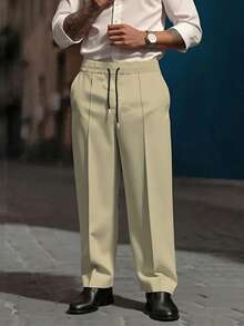 6XL加大码男士宽松商务休闲裤，采用舒适柔软且略带弹性的面料制成，直筒裤型，适合工作、商务会议、购物、约会、休闲活动和日常出行等场合。春季款 - 卡其色 - 查看 3