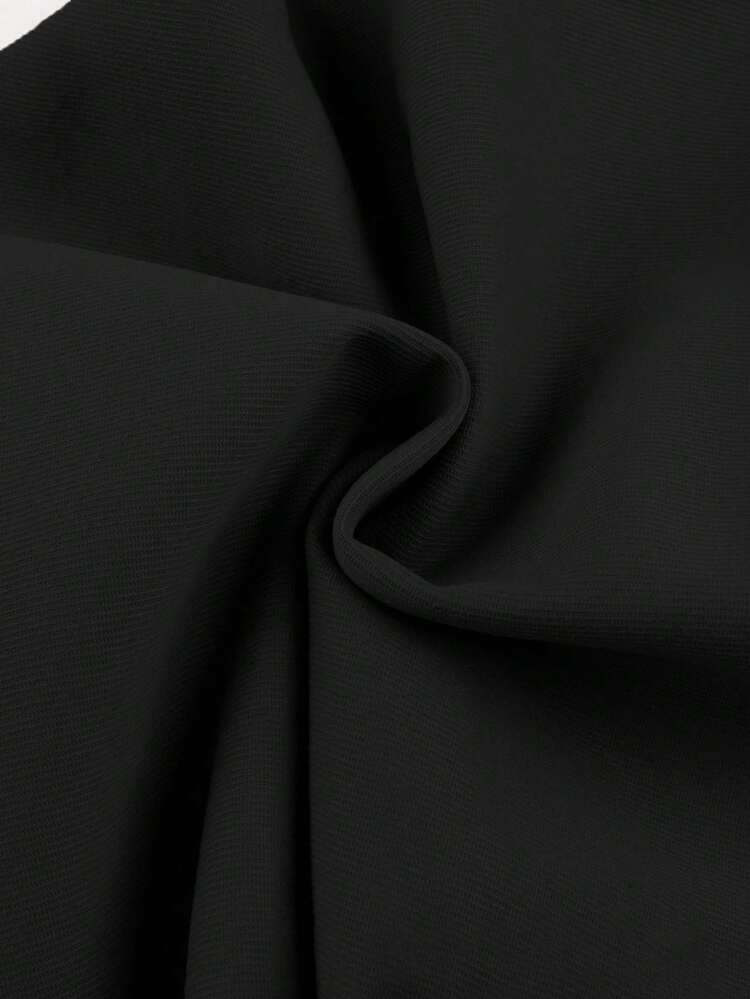 男士时尚工装裤，直筒裤，松紧腰，宽松版型，纯色，单面刺绣标志，长裤，秋季 - 黑色 - 查看 4