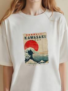 Kawasaki-City-Retro-Japanese-Ukiyoe-E-Artwork-Kawasaki-T-Shirt001 - White 2 - View 3