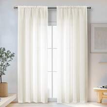 72 Inch Length 2 Panels Set Living Room Bedroom, Filtering Faux Slub Textured Window Curtain Panels, Solid Airy Soft Rod Pocket French Door Drapes, 2 Pcs 40Wx72L, Window Treatments - Ivory - 查看 8