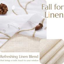 Linen Valance Sheer Double Layer Kitchen Window Curtain Leaf Embroidered Valance Living Room Cafe Farmhouse Filtering Rustic Country Curtain 18 Inch Rod Pocket 1 Panel White Home Decor - Leaf | Pink - View 5