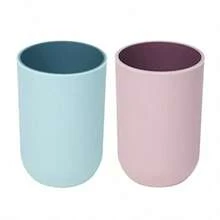 2pcs Plastic Toothbrush Tumbler | Simple Design, Reusable Travel Camping Toothbrush Cups For Bathroom Rinsing - White - View 4